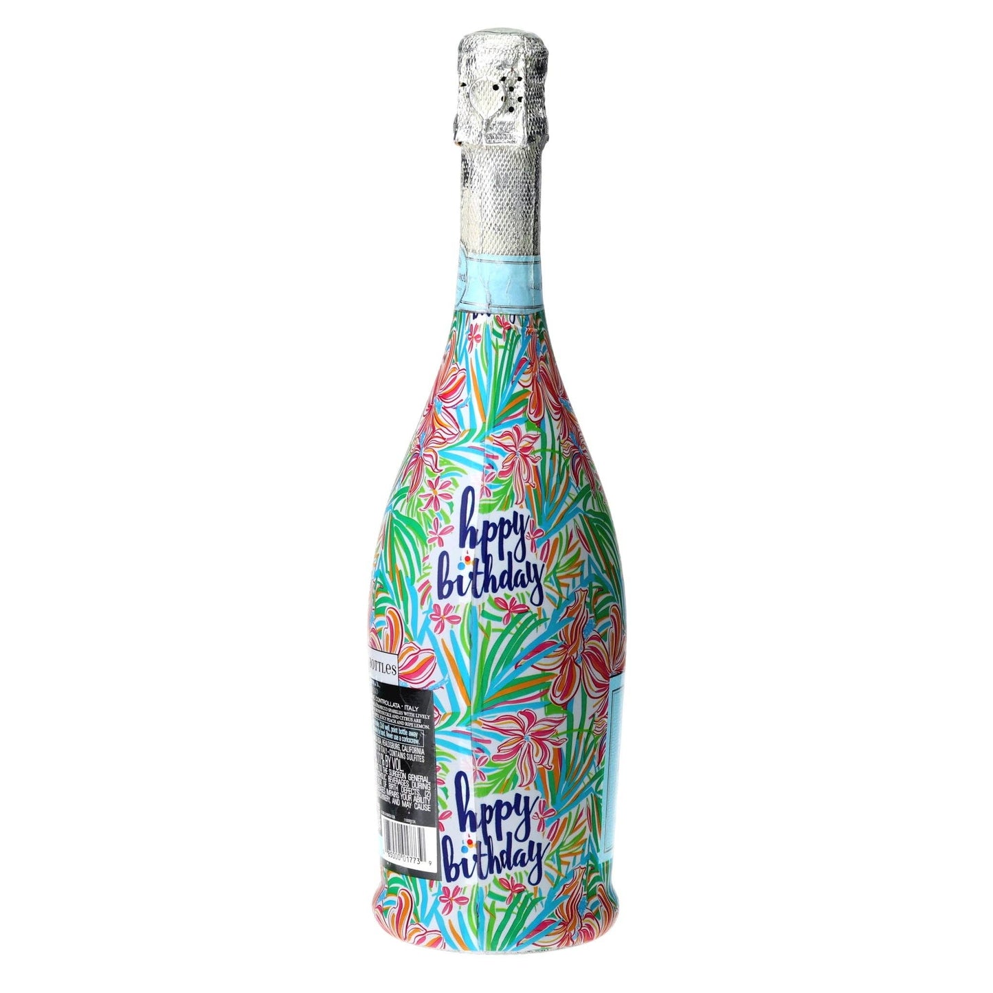 Happy Birthday Floral Prosecco Bottle Wrap