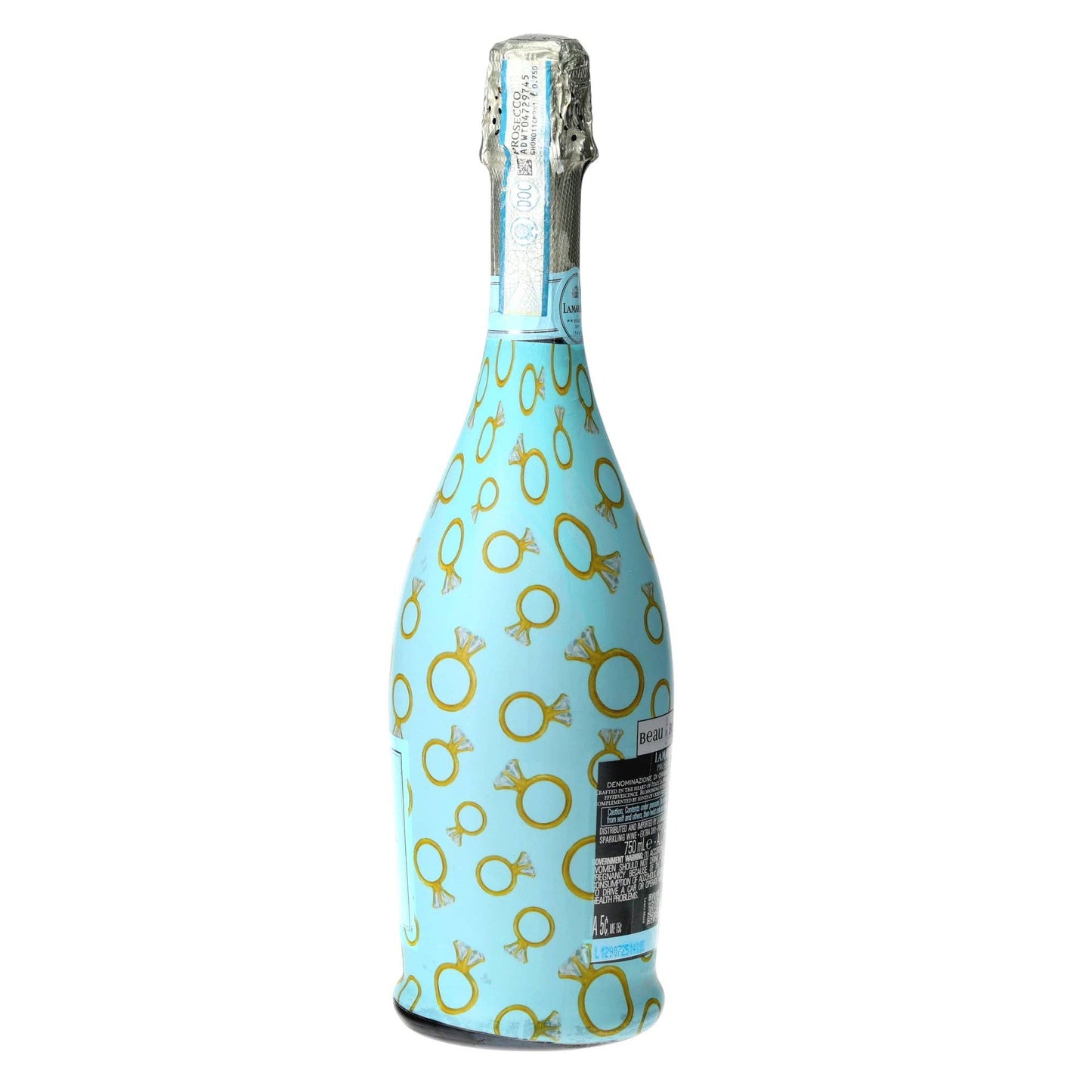 Blue Engagement Ring Prosecco Bottle Wrap