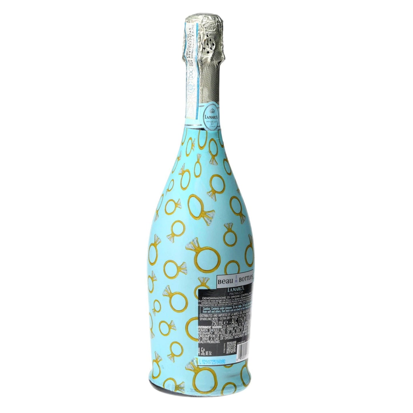 Blue Engagement Ring Prosecco Bottle Wrap