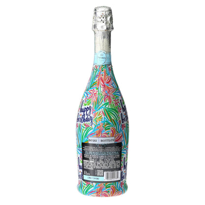Happy Birthday Floral Prosecco Bottle Wrap