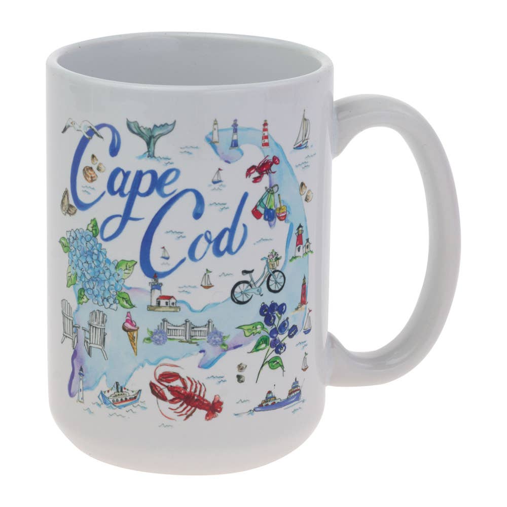 MA State Collection Ceramic 15 oz Mug Cape Cod Rosanne Beck