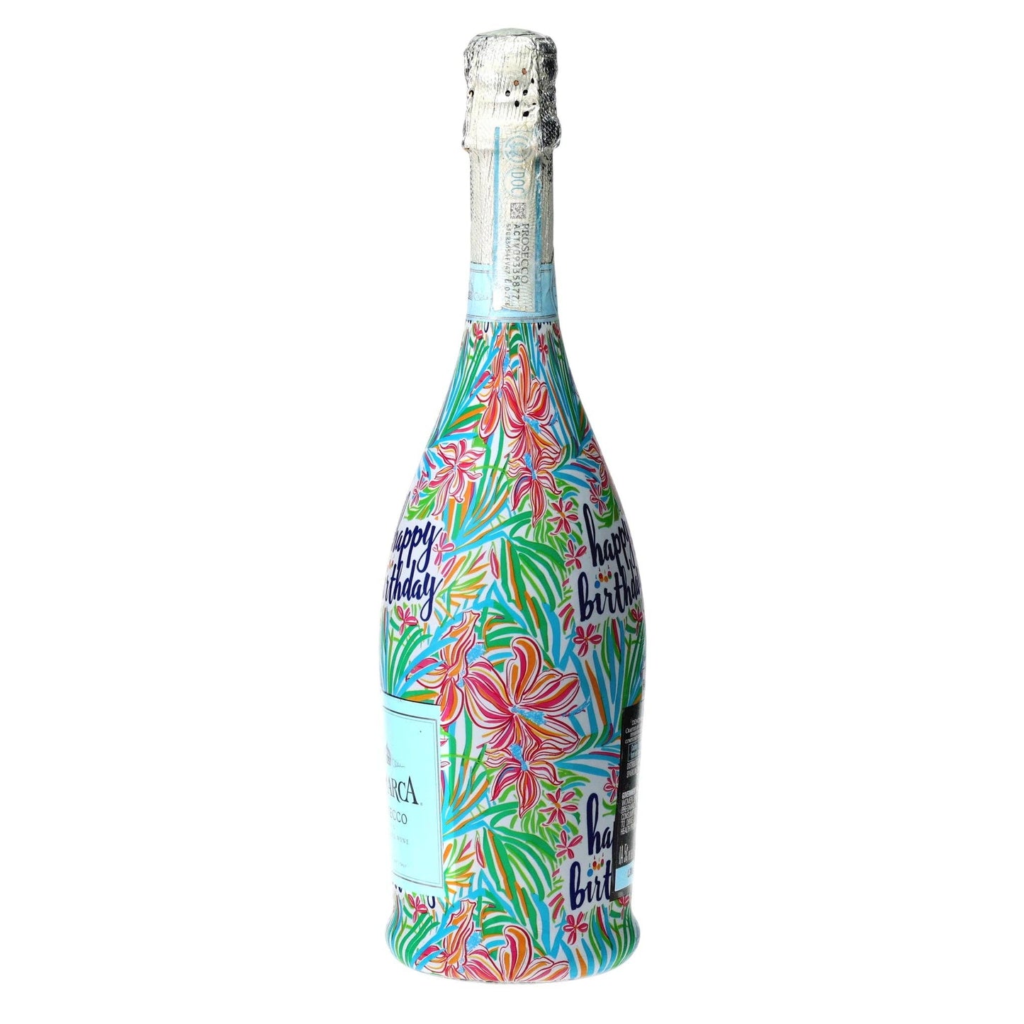 Happy Birthday Floral Prosecco Bottle Wrap
