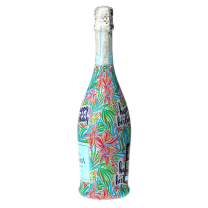 Happy Birthday Floral Prosecco Bottle Wrap