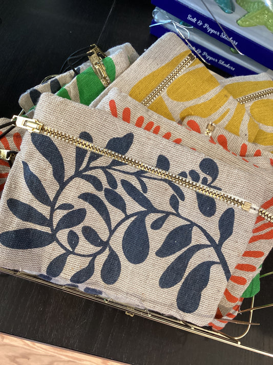 Cotton Zip Pouch (Lined) in Multi-Color Patterns