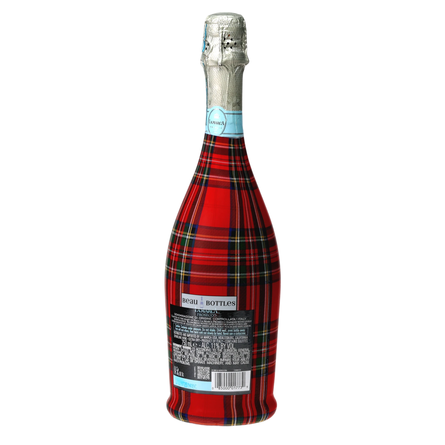 Red & Green Christmas Tartan Prosecco Bottle Wrap