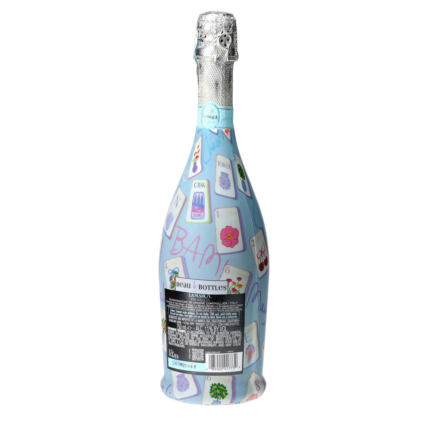 Pastel Blue Mahjong Prosecco Bottle Wrap