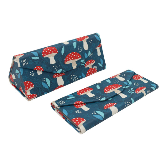 Mushroom Glasses Case - Vegan Leather Folding Hard Case