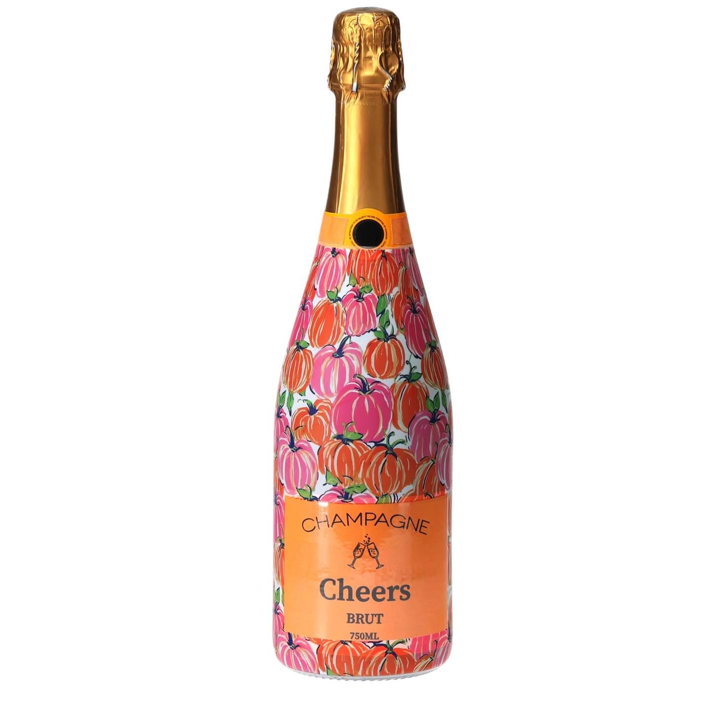 Pink & Orange Pumpkins Champagne Bottle Wrap