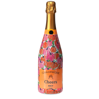 Pink & Orange Pumpkins Champagne Bottle Wrap