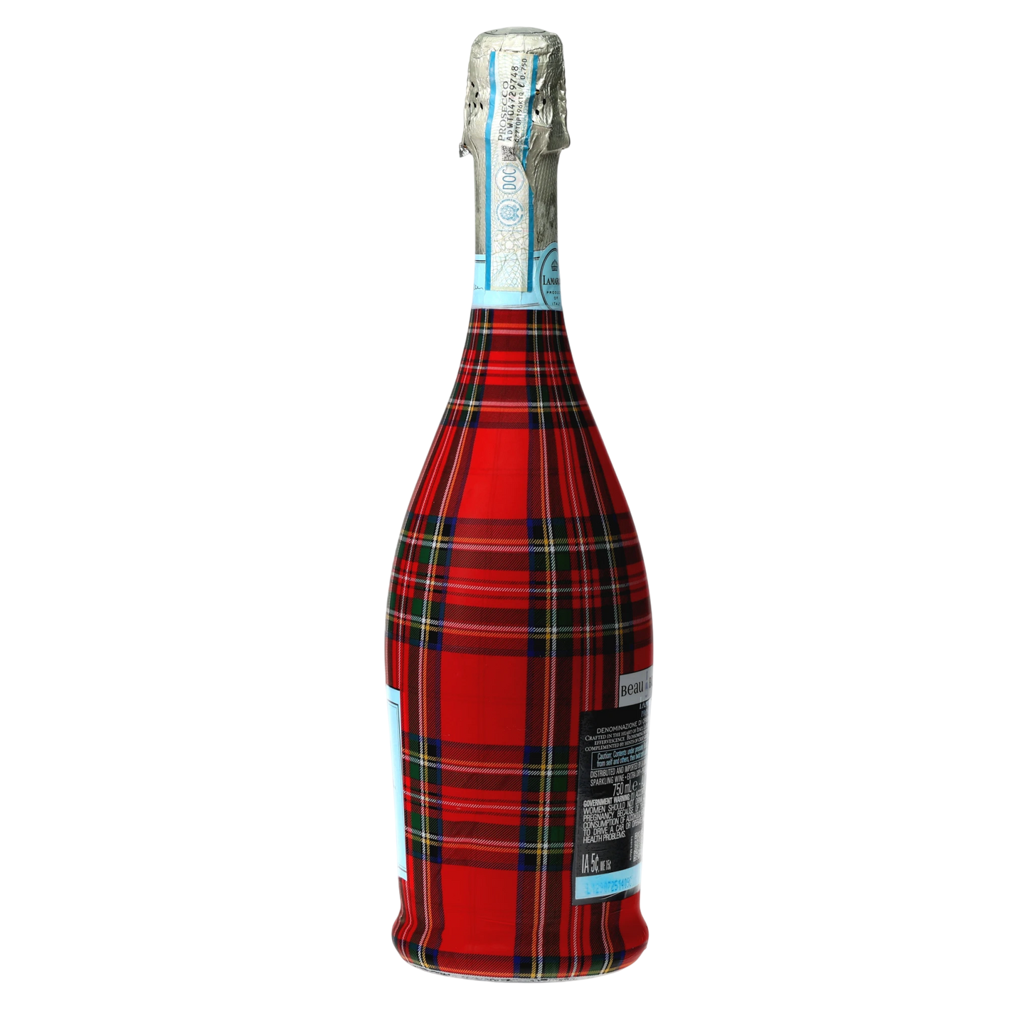 Red & Green Christmas Tartan Prosecco Bottle Wrap