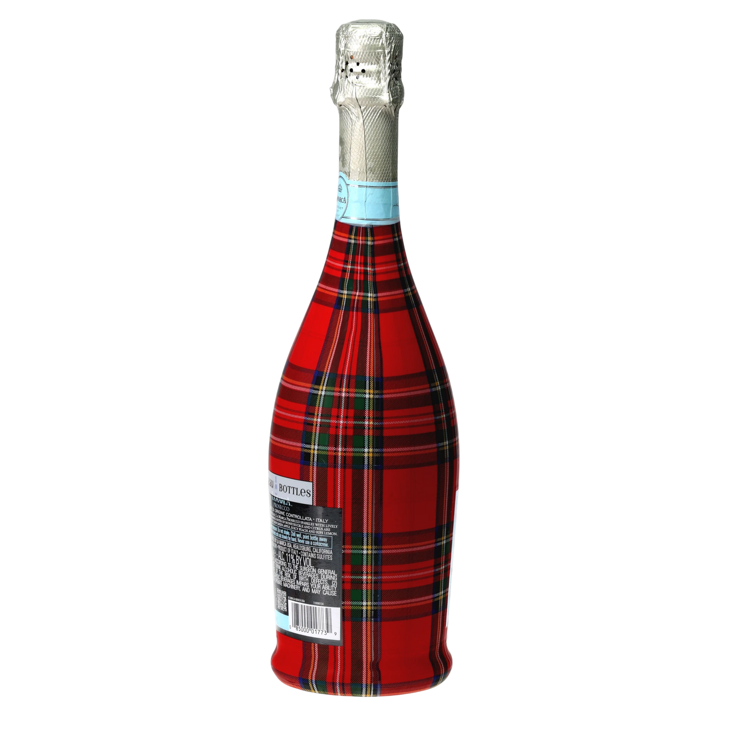 Red & Green Christmas Tartan Prosecco Bottle Wrap