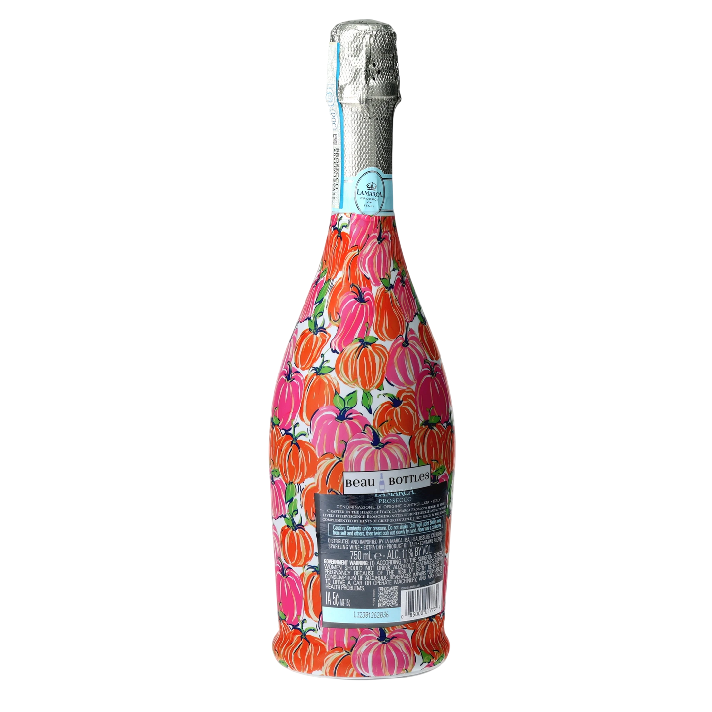 Pink & Orange Pumpkins Prosecco Bottle Wrap