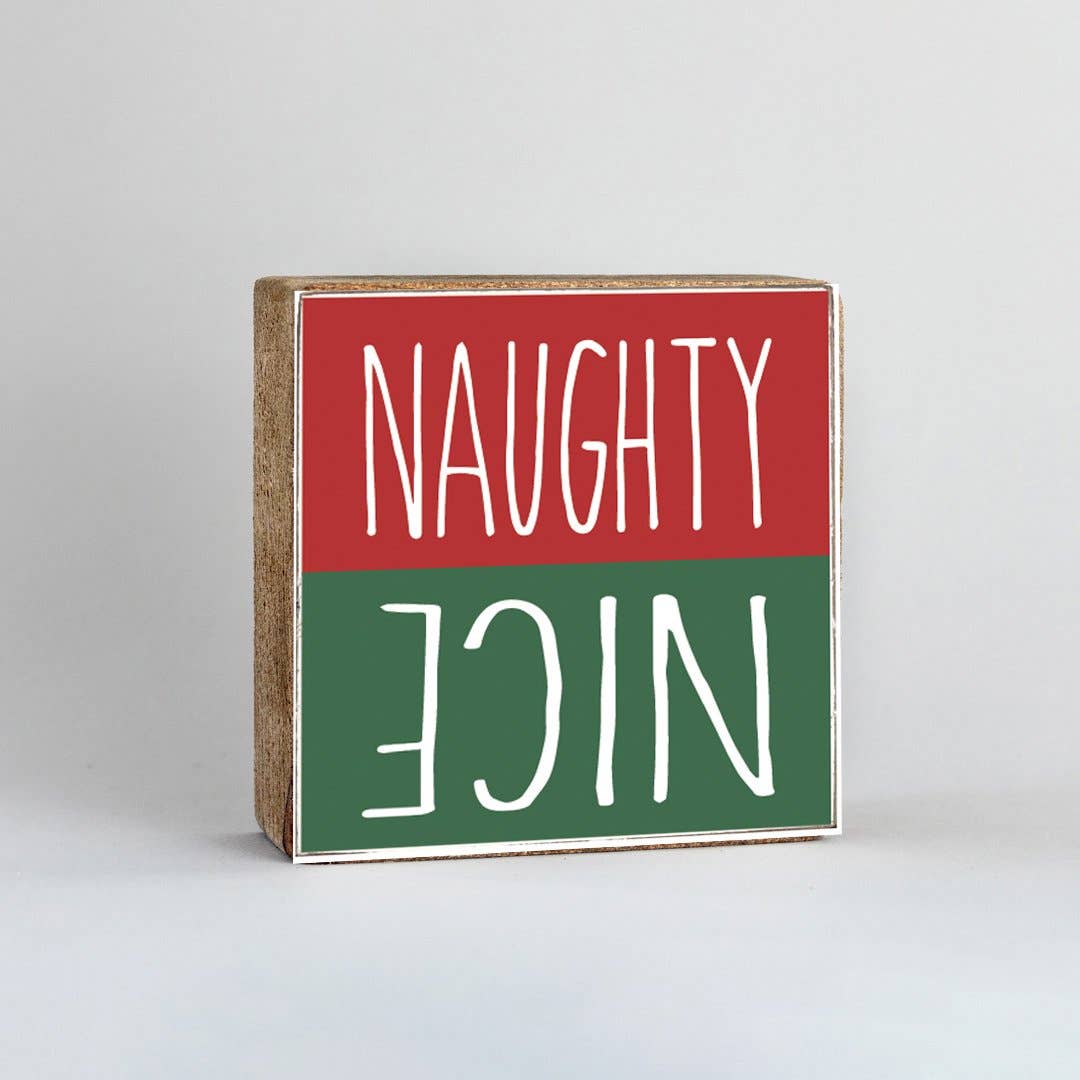Naughty Nice Decorative Wooden Block