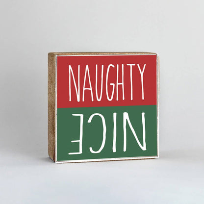 Naughty Nice Decorative Wooden Block