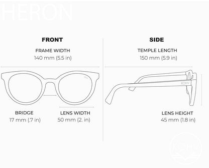 HERON MIDNIGHT BLACK Polarized Round Fashion Sunglasses
