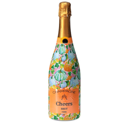 Orange & Blue Pumpkins Champagne Bottle Wrap