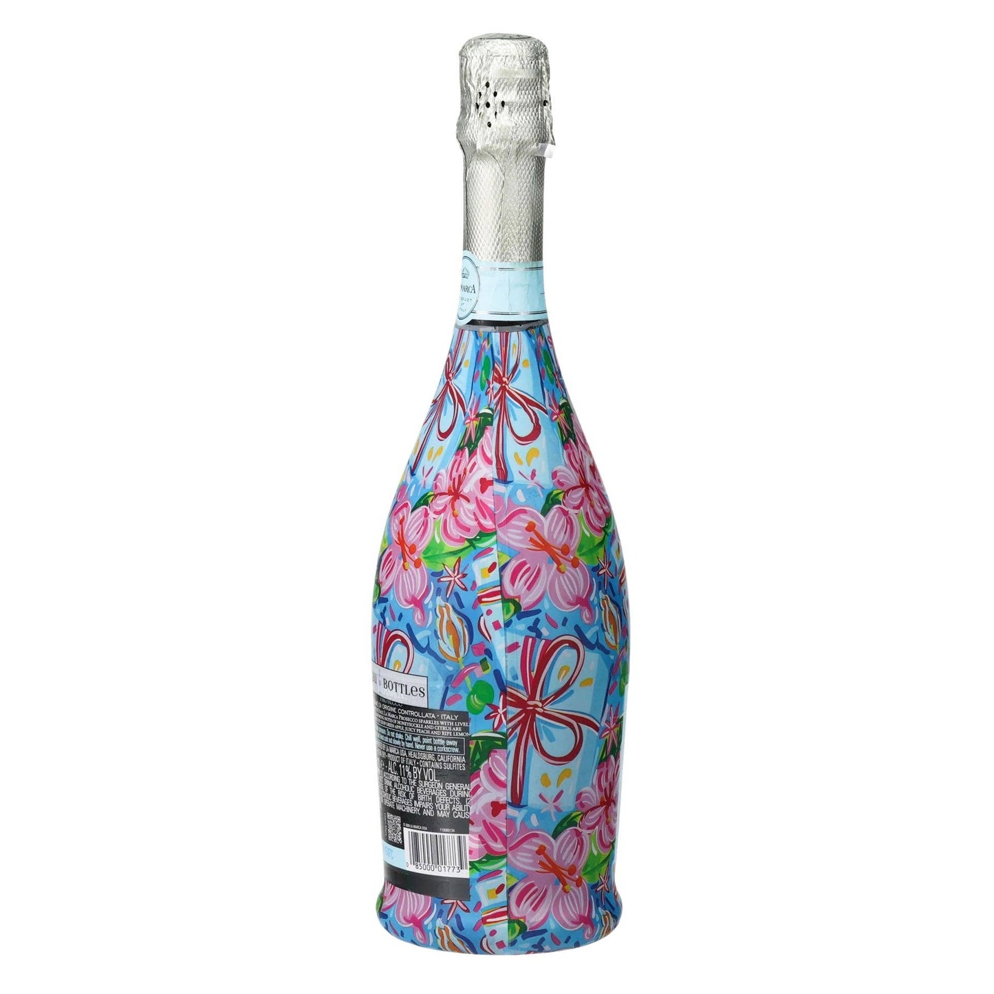 Preppy Happy Birthday Brushed Presents Prosecco Bottle Wrap