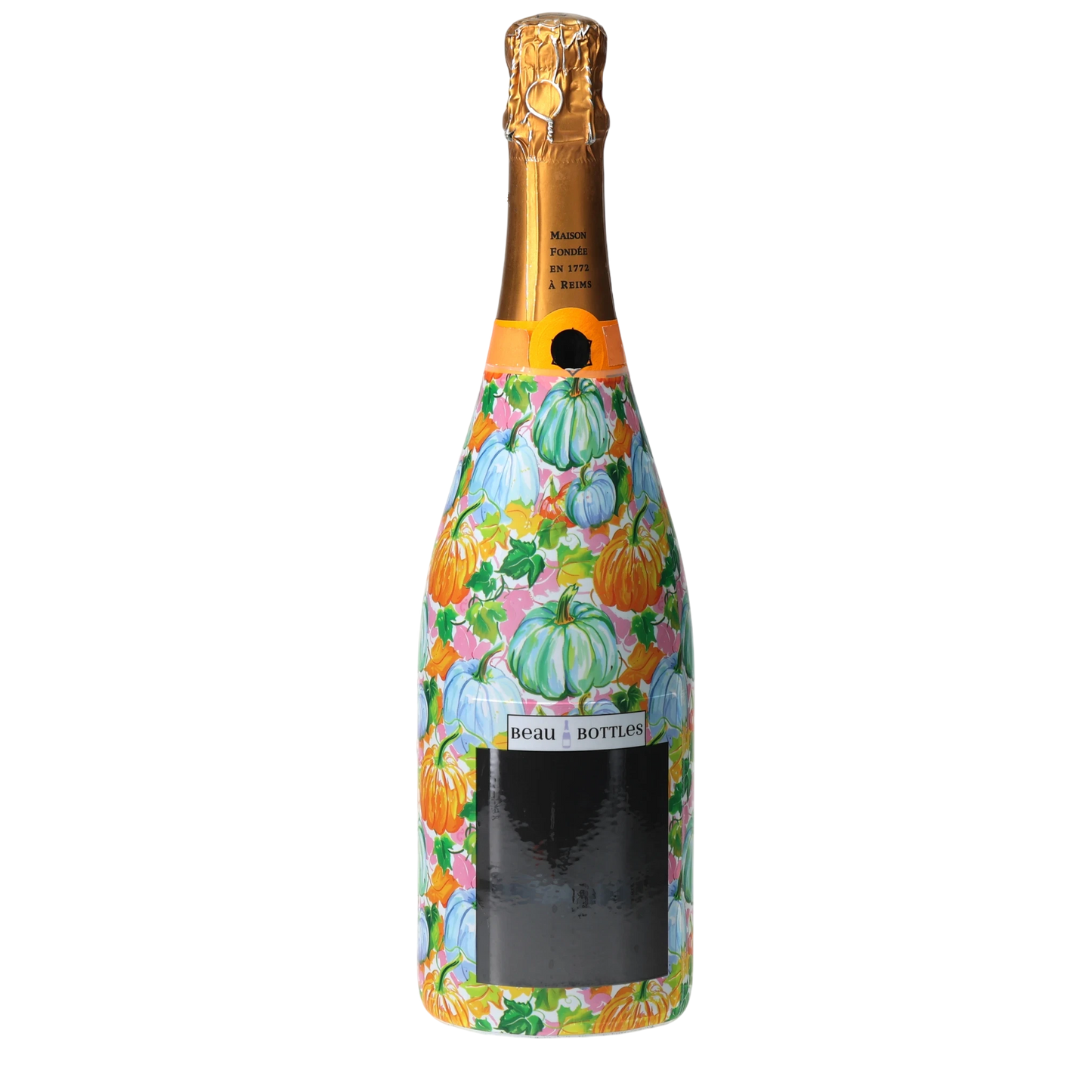 Orange & Blue Pumpkins Champagne Bottle Wrap