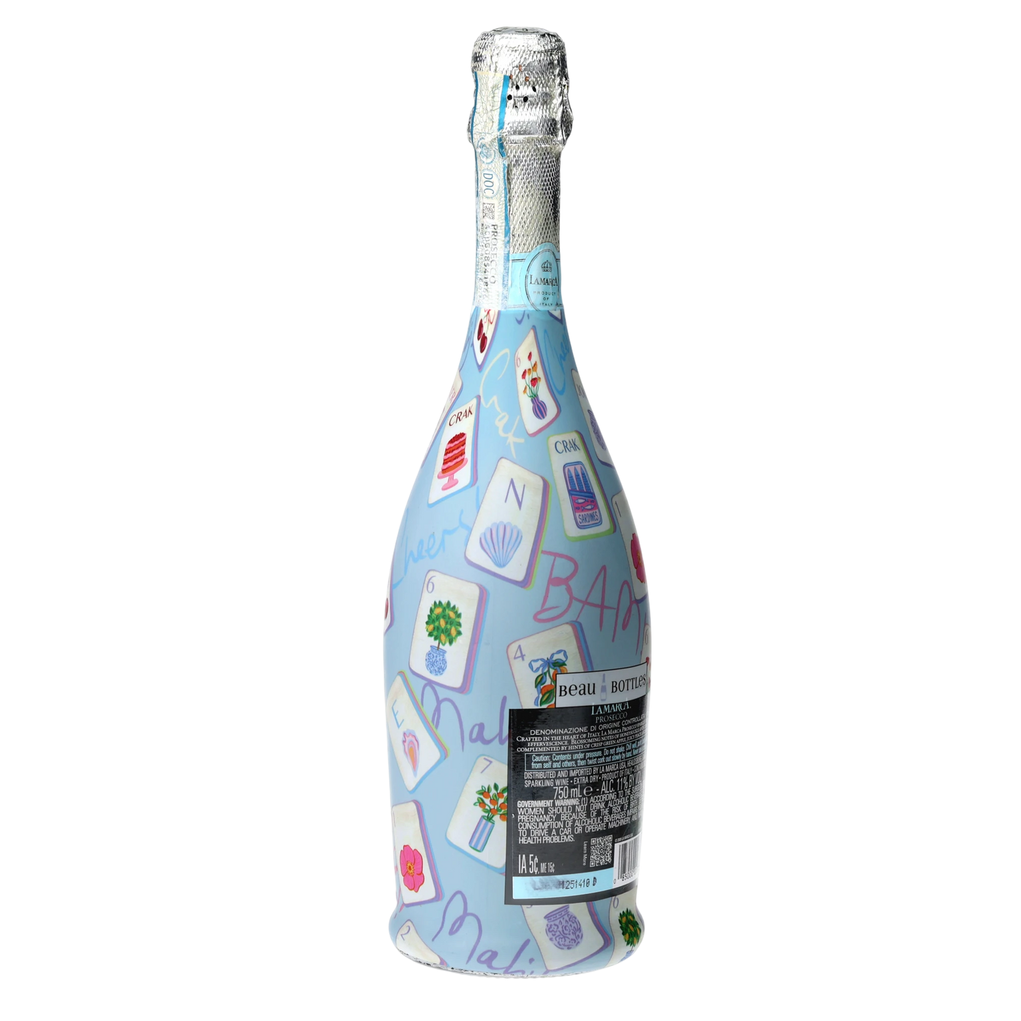 Pastel Blue Mahjong Prosecco Bottle Wrap