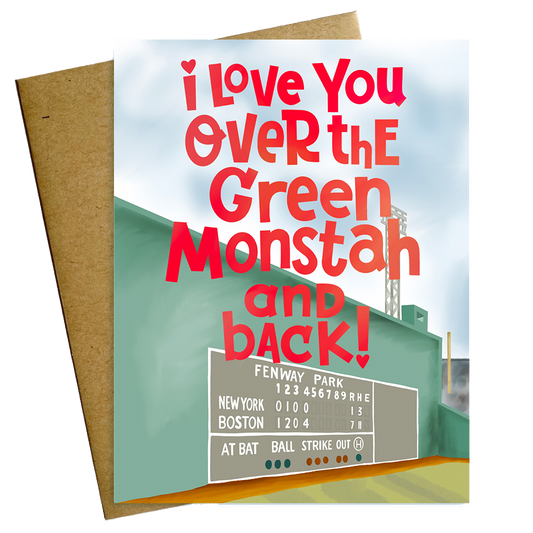 I Love you over the Green Monstah and Back Boston Red Sox Card