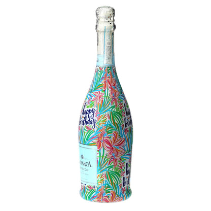 Happy Birthday Floral Prosecco Bottle Wrap