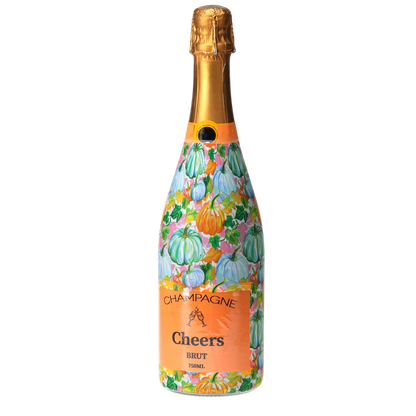Orange & Blue Pumpkins Champagne Bottle Wrap