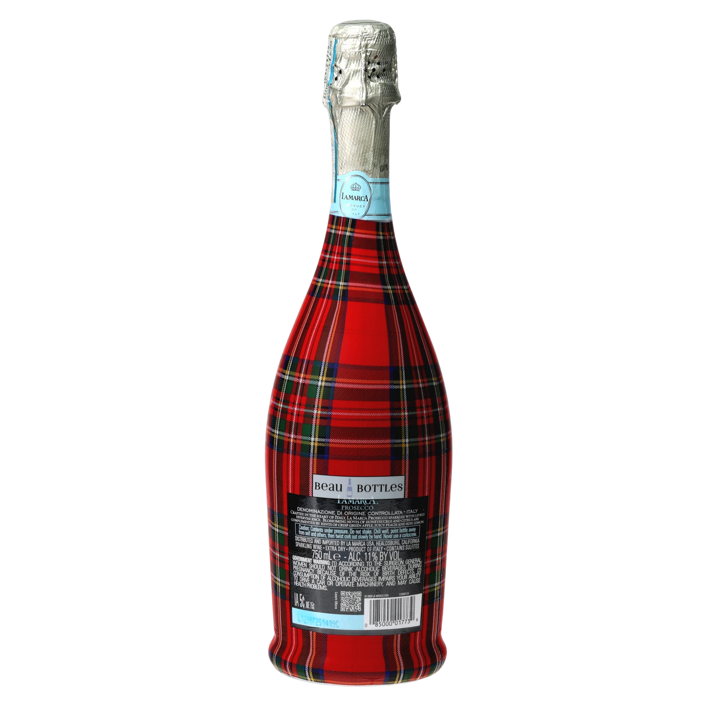 Red & Green Christmas Tartan Prosecco Bottle Wrap
