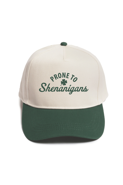 St Patrick's PRONE TO SHENANIGANS Embroidered Two Tone Cap