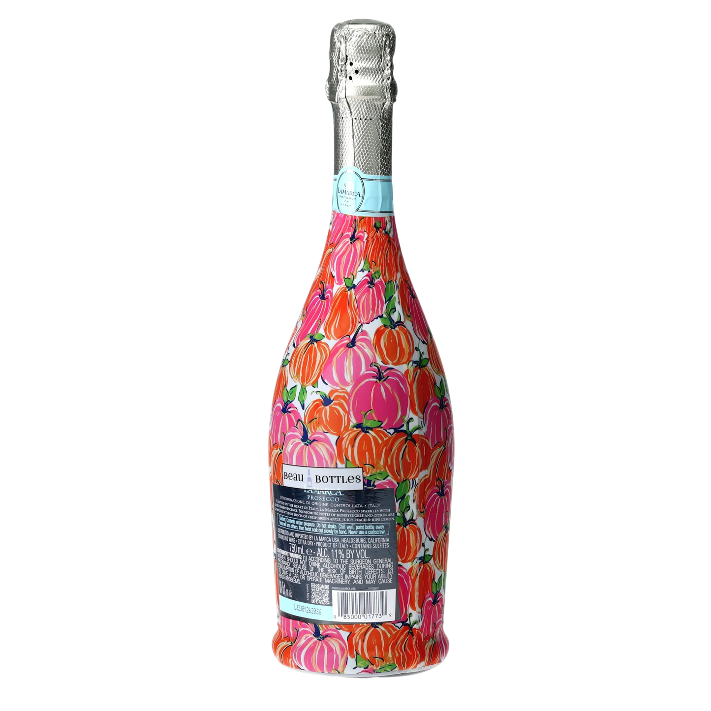 Pink & Orange Pumpkins Prosecco Bottle Wrap