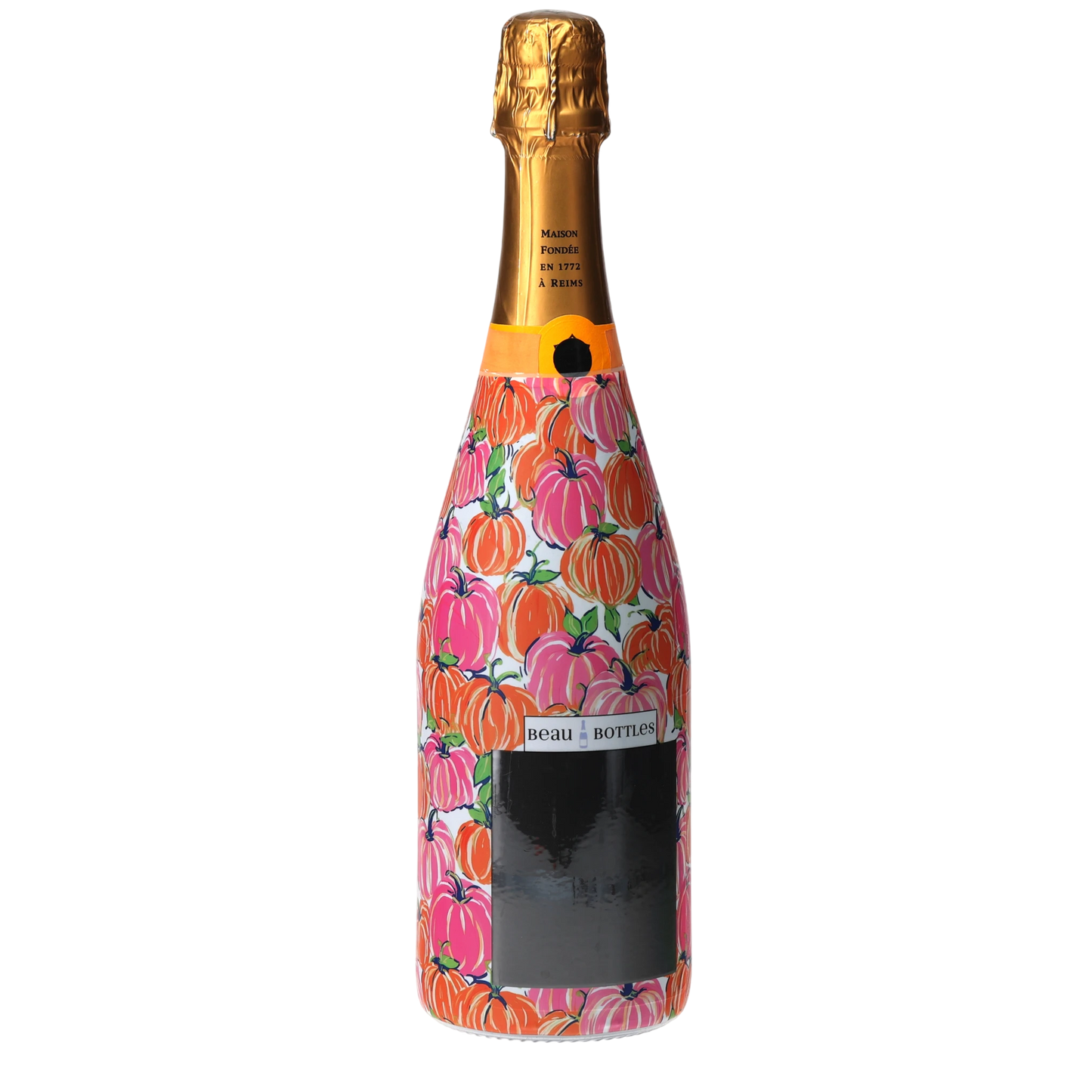 Pink & Orange Pumpkins Champagne Bottle Wrap