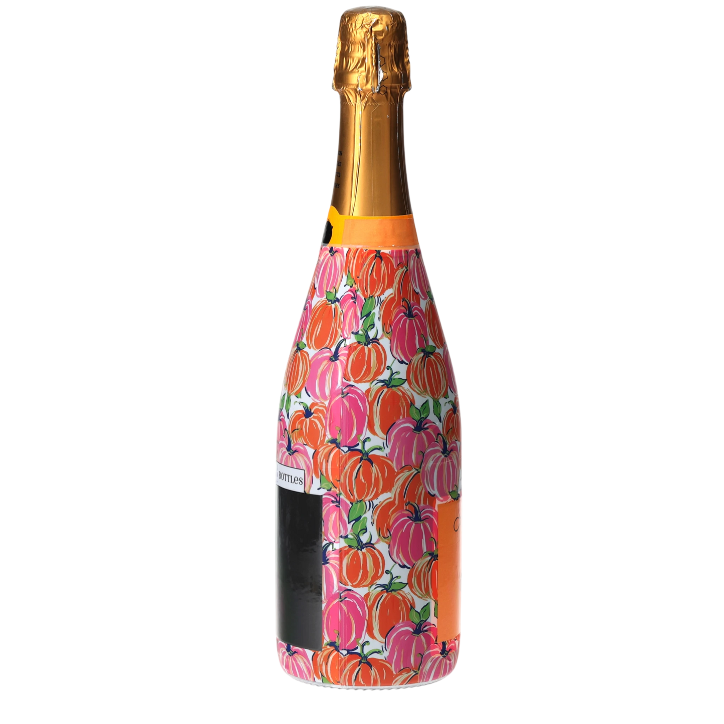 Pink & Orange Pumpkins Champagne Bottle Wrap