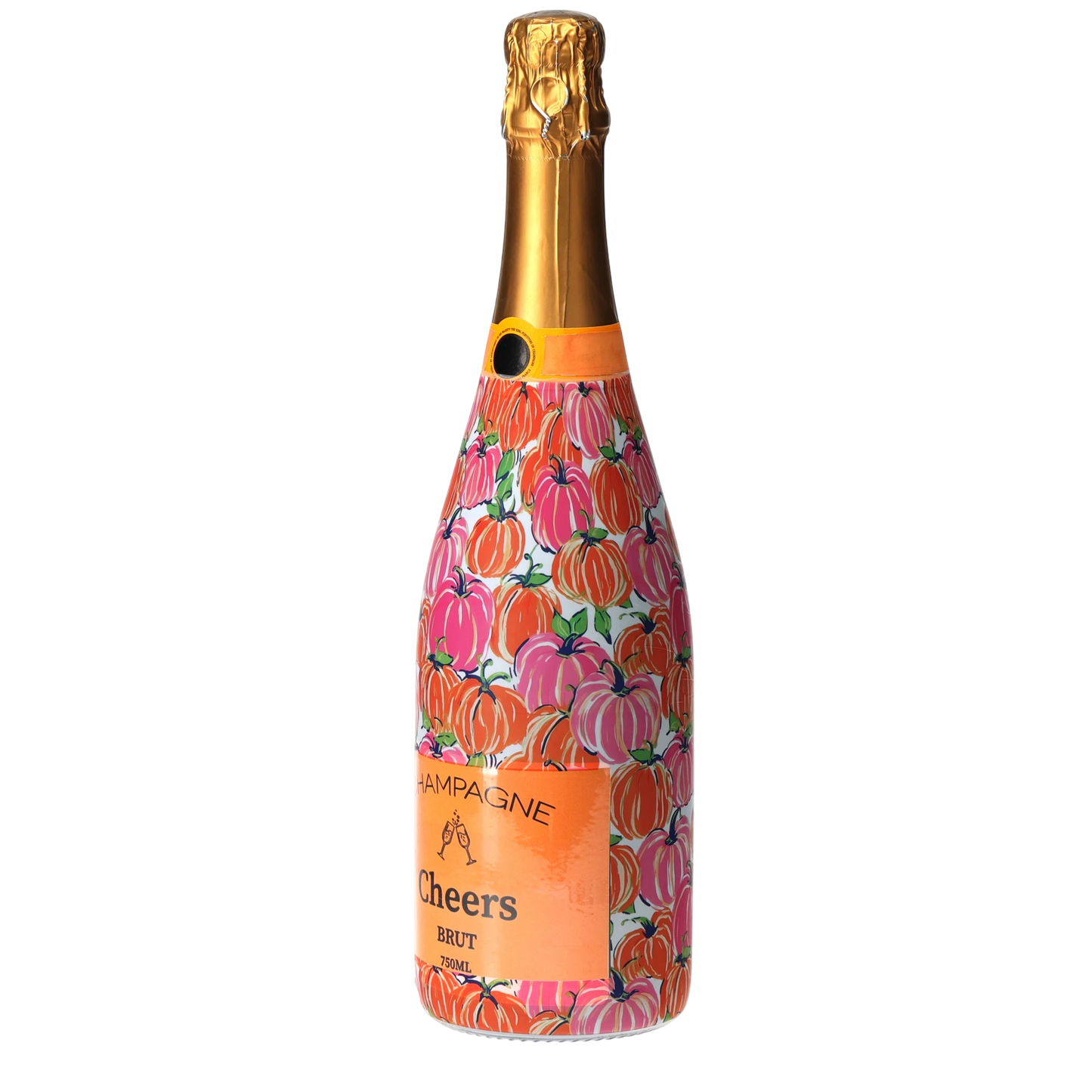 Pink & Orange Pumpkins Champagne Bottle Wrap