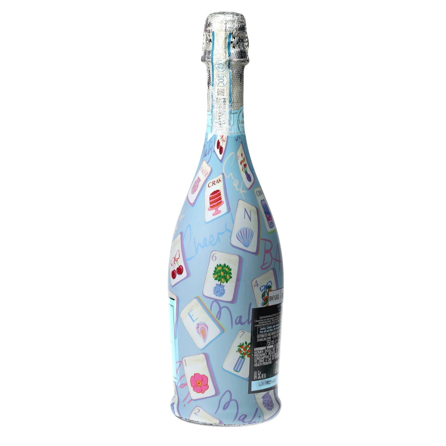 Pastel Blue Mahjong Prosecco Bottle Wrap