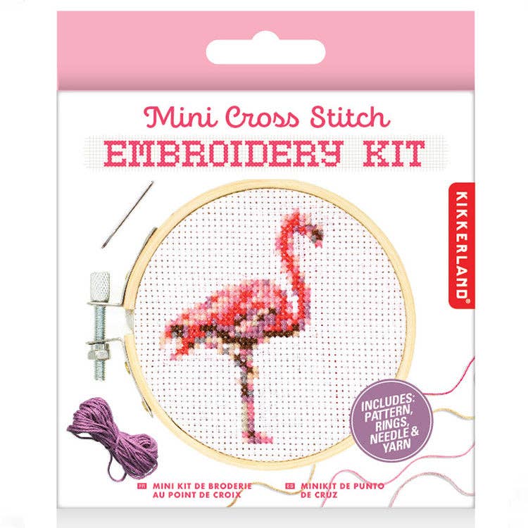 Mini Cross Stitch Embroidery Kit Flamingo