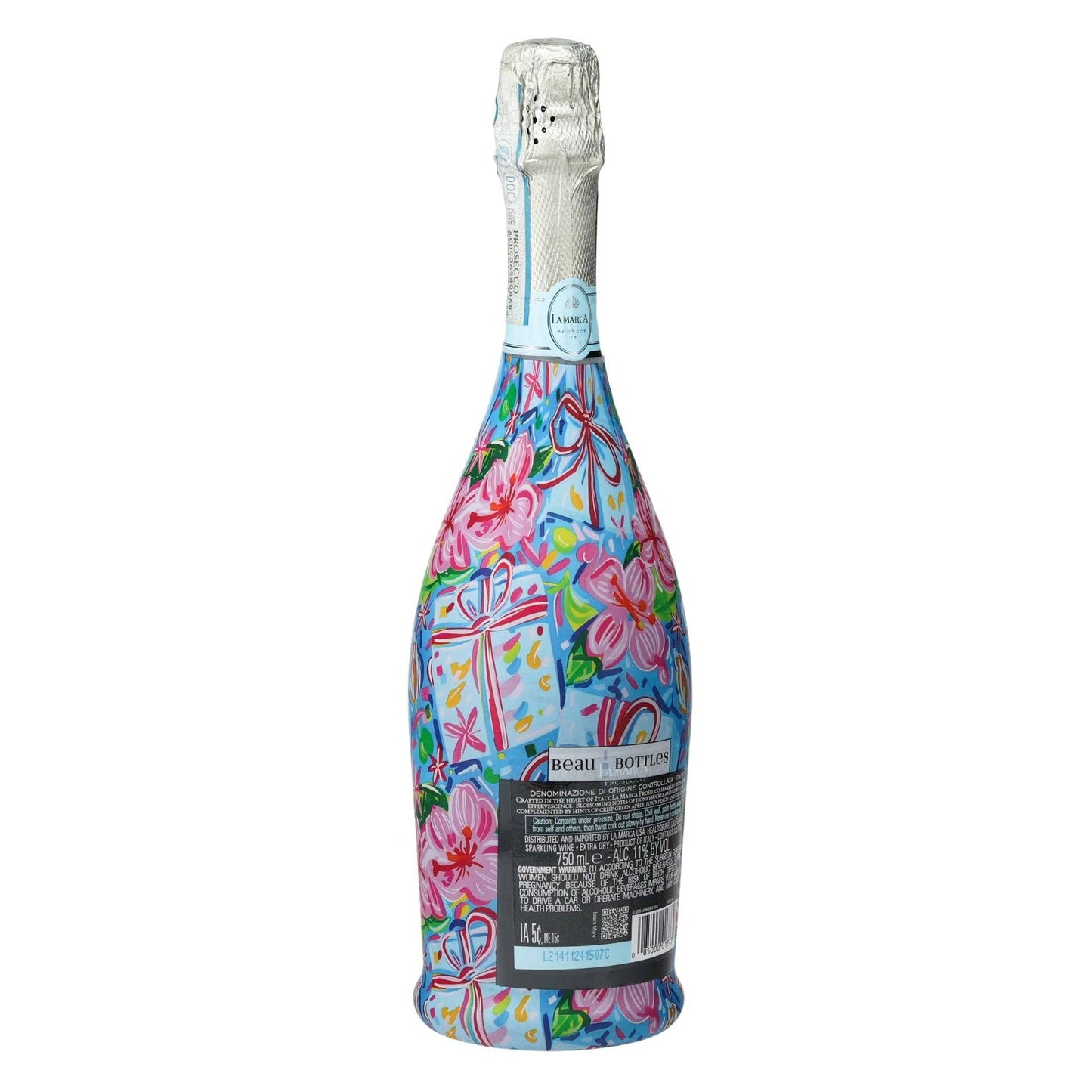 Preppy Happy Birthday Brushed Presents Prosecco Bottle Wrap