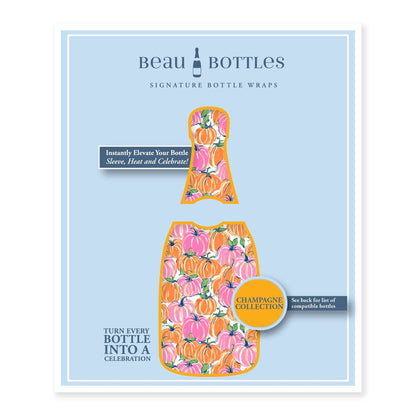 Pink & Orange Pumpkins Champagne Bottle Wrap