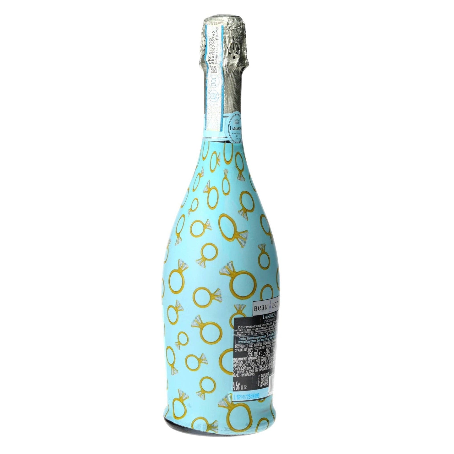 Blue Engagement Ring Prosecco Bottle Wrap