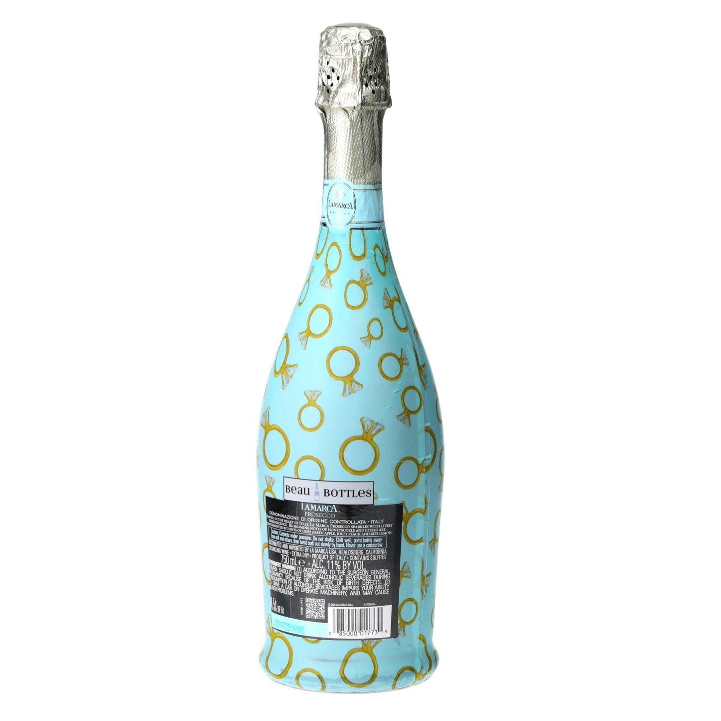 Blue Engagement Ring Prosecco Bottle Wrap