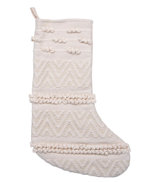 Woven Cotton Stocking | Cream and Gold