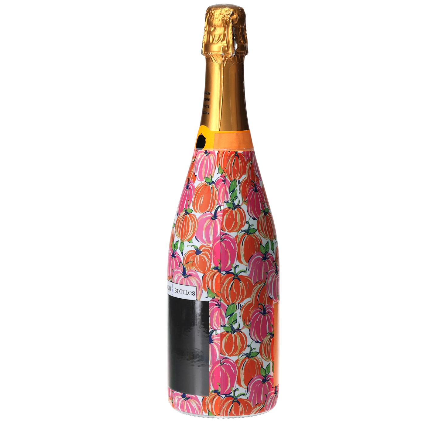 Pink & Orange Pumpkins Champagne Bottle Wrap