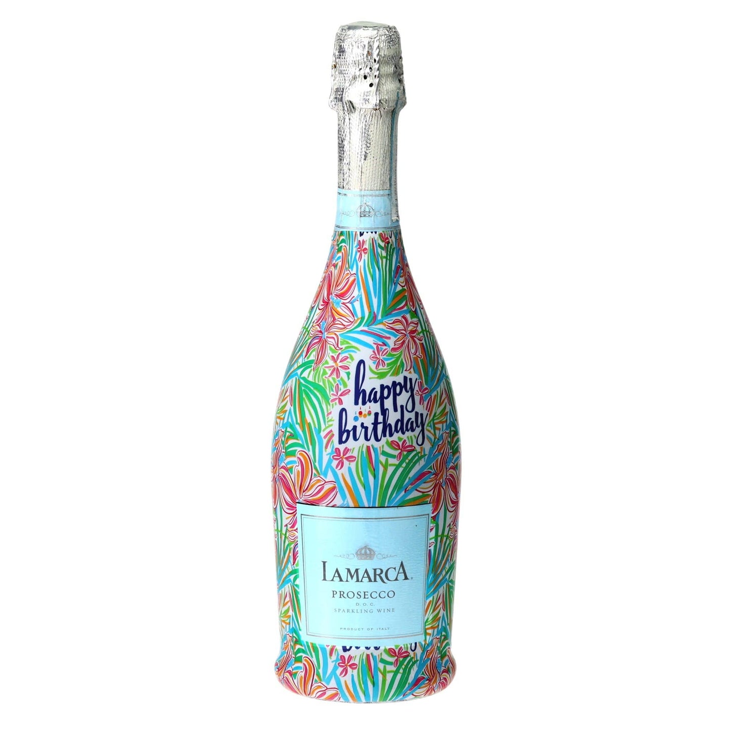 Happy Birthday Floral Prosecco Bottle Wrap