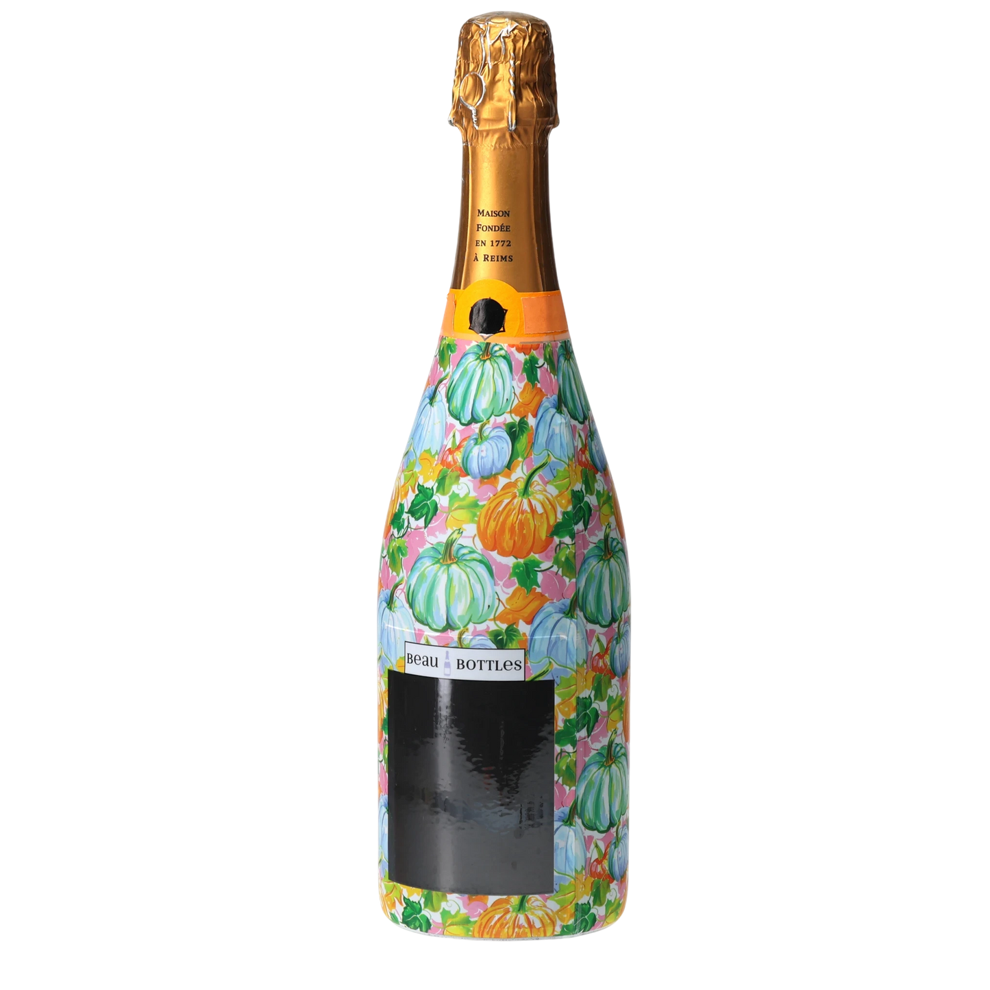 Orange & Blue Pumpkins Champagne Bottle Wrap