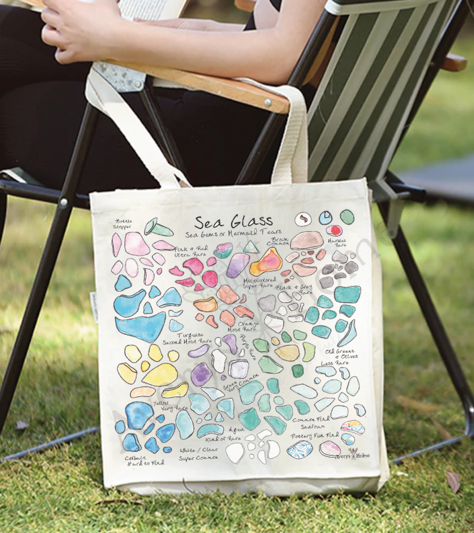 Sea Glass Colors & Rarity Organic Cotton Beach Tote Bag