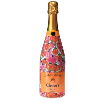 Pink & Orange Pumpkins Champagne Bottle Wrap
