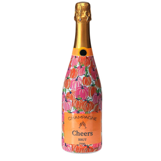 Pink & Orange Pumpkins Champagne Bottle Wrap