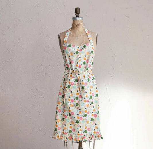 Cotton Printed Apron with Pattern and Ruffle