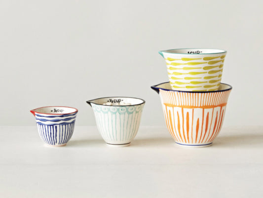 Hand stamped measuring cups with stripes
