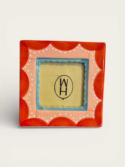 4-1/2" Sq Stoneware Photo Frame w Pattern