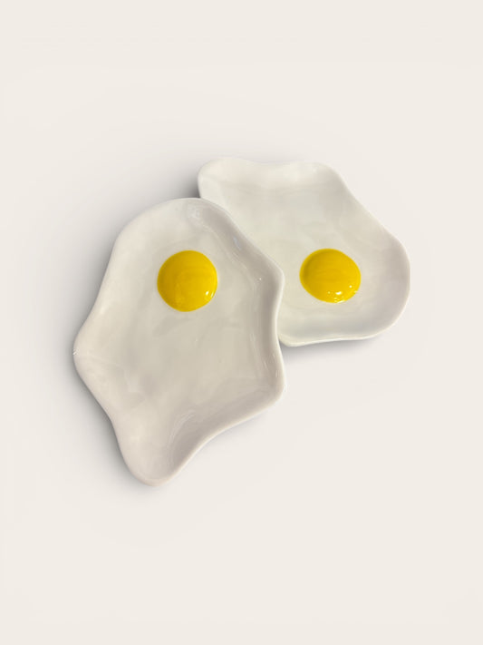 Hand-Painted Stoneware Egg Shaped Dish