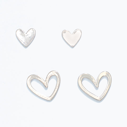 Silver Hearts Earring Duo